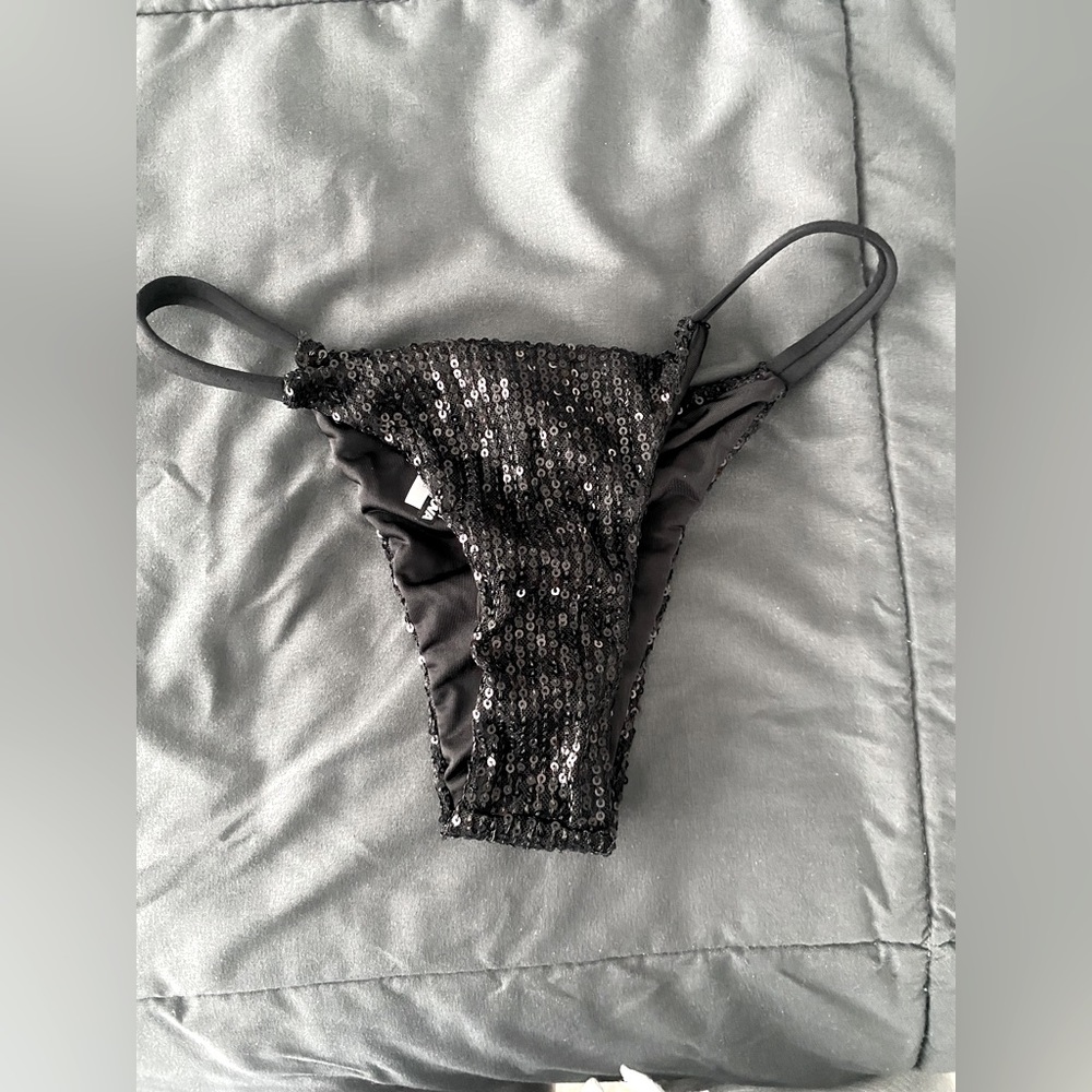 Black sequin bikini bottom